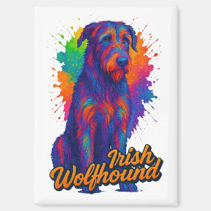 Levendige Pop Art Ierse Wolfshond Illustratie Magneet