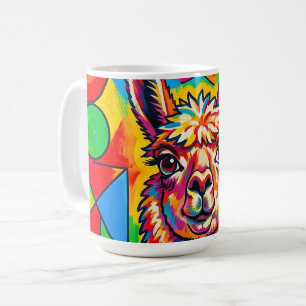 Levendige Pop Art Lama Portret Koffiemok
