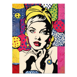 Levendige Pop Art Portrait Retro Wall Art Foto Afdruk