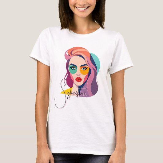 Levendige Pop Art Portrait T-shirt (Voorkant)