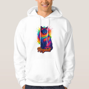 Levendige Pop-Art Ragdoll Cat – Kleurrijke Neon St Hoodie