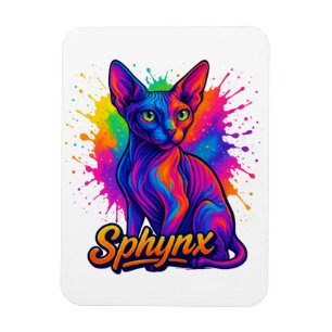 Levendige Pop Art Sphynx Cat – Kleurrijk Modern Magneet