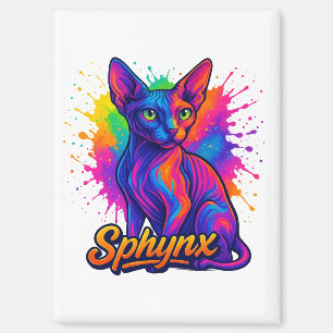 Levendige Pop Art Sphynx Kat – Kleurrijk Modern Magneet