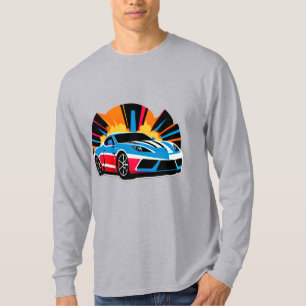 Levendige Pop Art Sportwagen T-shirt