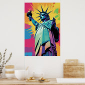 Levendige Pop Art Statue of Liberty Poster Wall Ar (Keuken)
