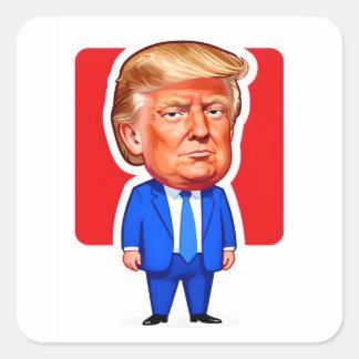 Levendige Pop-Art Trump Karikatuur Vierkante Sticker