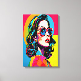 Levendige Pop Art Vrouw Retro Chic Muurdecoratie C Canvas Afdruk