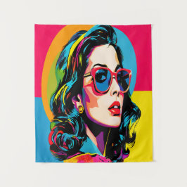 Levendige Pop Art Vrouw Retro Chic Wall Decor Wandkleed