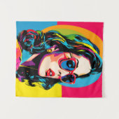Levendige Pop Art Vrouw Retro Chic Wall Decor Wandkleed (Voorkant (horizontaal))