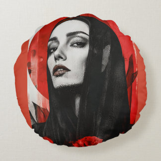 Levendige Pop Art Woman Retro Chic Sierkussen Rond Kussen