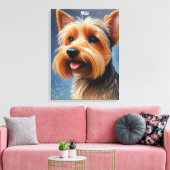 Levendige Pop Pointillism Yorkshire Terrier Art Canvas Afdruk (Insitu (Woonkamer))