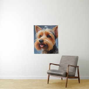 Levendige Pop Pointillism Yorkshire Terrier Art Wandkleed
