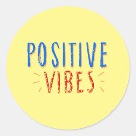 Levendige positieve vibes typografie ronde sticker