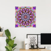 Levendige Psychedelische Kaleidoscoop Mandala Poster (Thuiskantoor)