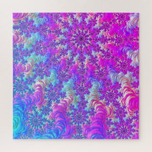 Levendige Psychedelische Kleurrijke Groovy Fractal Legpuzzel