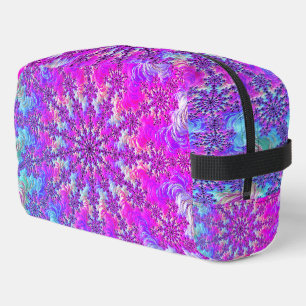 Levendige psychedelische kleurrijke groovy fractal toilettasje