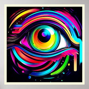 Levendige psychedelische oogkunst poster