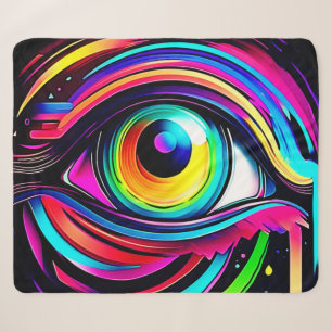 Levendige Psychedelische Oogkunst Sherpa Deken