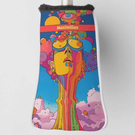 Levendige psychedelische Pop Art Groovy Retro Desi Golfheadcover (Draai 90)