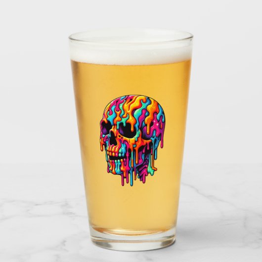 Levendige psychedelische schedel glas (Voorkant gevuld)