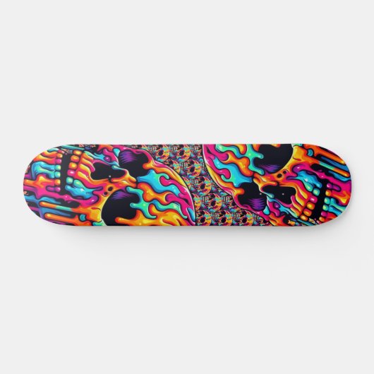 Levendige psychedelische schedel skateboard (Horizontaal)