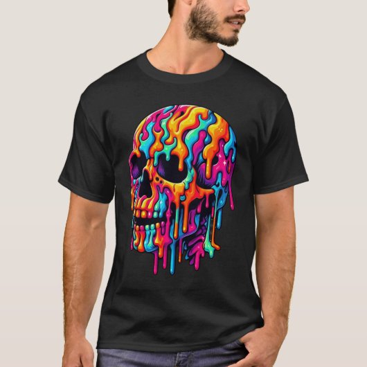 Levendige psychedelische schedel t-shirt (Voorkant)