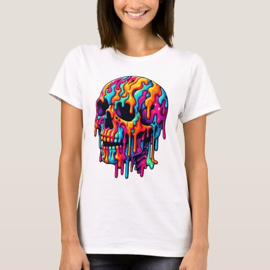 Levendige psychedelische schedel t-shirt (Voorkant)
