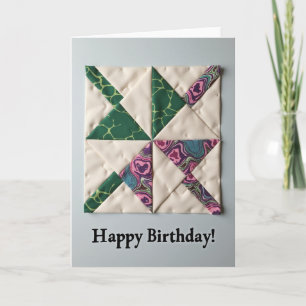 Levendige Quilted Verjaardagskaart Kaart