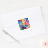 Levendige Rainbow Alcohol Ink adreslabel Vierkante Sticker (Envelop)