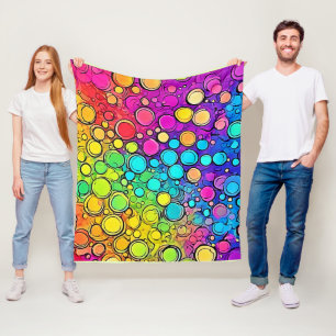 Levendige Rainbow Bubble Abstraction Fleece Deken