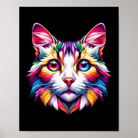Levendige Rainbow Cat Cat liefhebbers Kat liefhebb Poster (Voorkant)