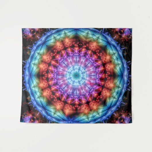 Levendige Rainbow Kaleidoscoop Kleurrijke Mandala Wandkleed (Voorkant (horizontaal))