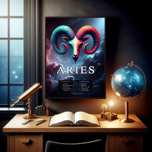 Levendige Ram Zodiac Sign Poster
