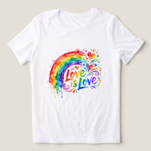 Levendige Regenboog Aquarel Spetter "Liefde is Lie Tri-Blend Shirt