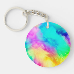 Levendige Regenboog Fluffy Vacht Textuur-75201 Sleutelhanger