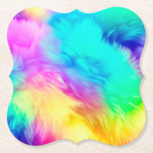 Levendige Regenboog Fluffy Vacht Textuur Achtergro Kartonnen Onderzetters