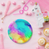 Levendige Regenboog Fluffy Vacht Textuur Achtergro Papieren Bordje (Feest)