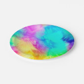 Levendige Regenboog Fluffy Vacht Textuur Achtergro Papieren Bordje (Gekanteld)