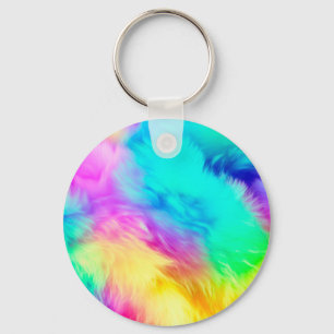 Levendige Regenboog Fluffy Vacht Textuur Achtergro Sleutelhanger