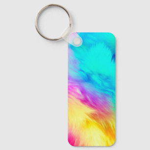 Levendige Regenboog Fluffy Vacht Textuur Achtergro Sleutelhanger
