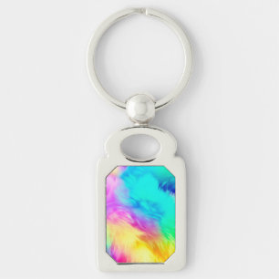 Levendige Regenboog Fluffy Vacht Textuur Achtergro Sleutelhanger