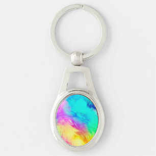Levendige Regenboog Fluffy Vacht Textuur Achtergro Sleutelhanger