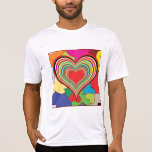 Levendige Regenboog Gelaagde Hart Abstract T-shirt