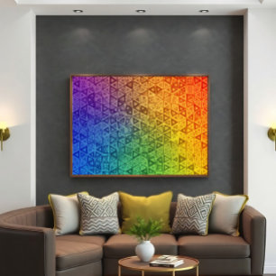 Levendige Regenboog Geometrische Driehoek Gradiënt Poster