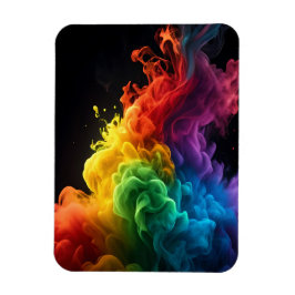 Levendige regenboog inkt-rook wolk zwarte achtergr magneet