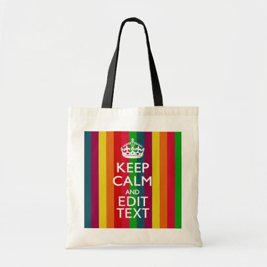 Levendige regenboog kalm houden en Jouw tekst aanp Tote Bag (Voorkant)