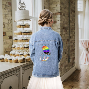 Levendige Regenboog Minimalistische Tulp LGBTQ+ Denim Jacket