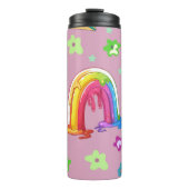Levendige regenboog, Pareltjes en bloemen naadloos Thermosbeker (Voorkant)