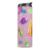 Levendige regenboog, Pareltjes en bloemen naadloos Thermosbeker (Gedraaid links)