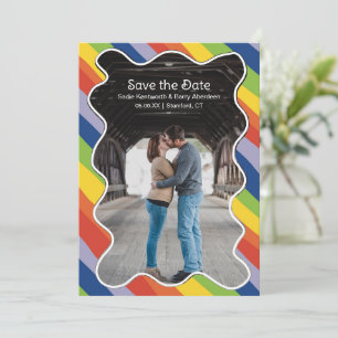 Levendige regenboog Squiggle Lijst Modern Wedding Save The Date